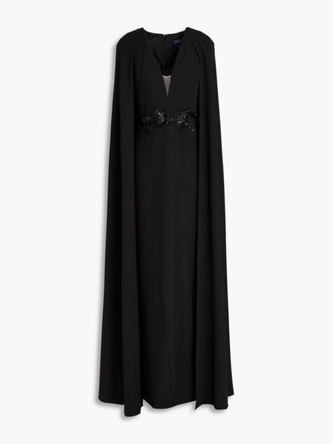 Other Designers Cape-effect embellished crepe gown