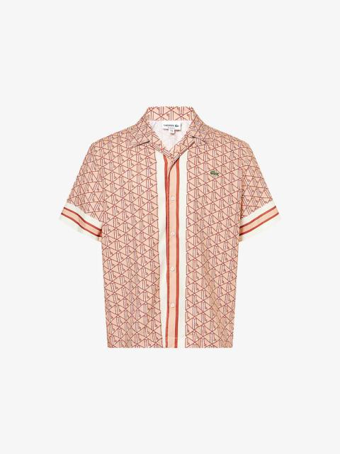 Monogram Short-Sleeves Cotton-Blend Shirt
