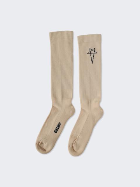 Rick Owens DRKSHDW Pentagram Knee High Socks Sand And Black