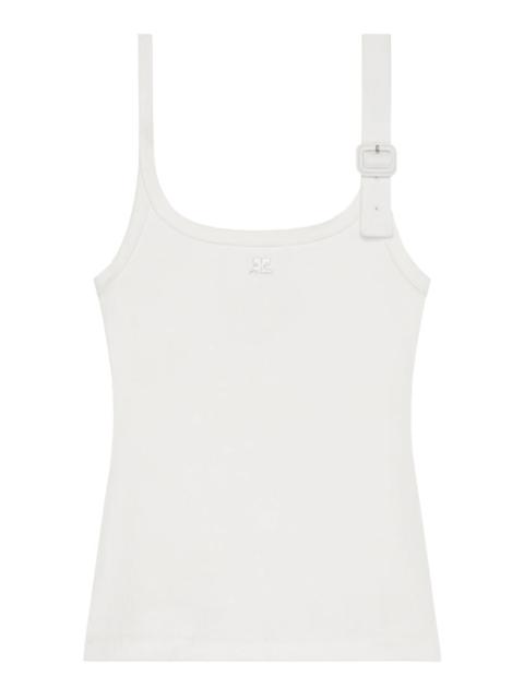 courrèges 90'S RIBBED TANK TOP WITH BUCKLE