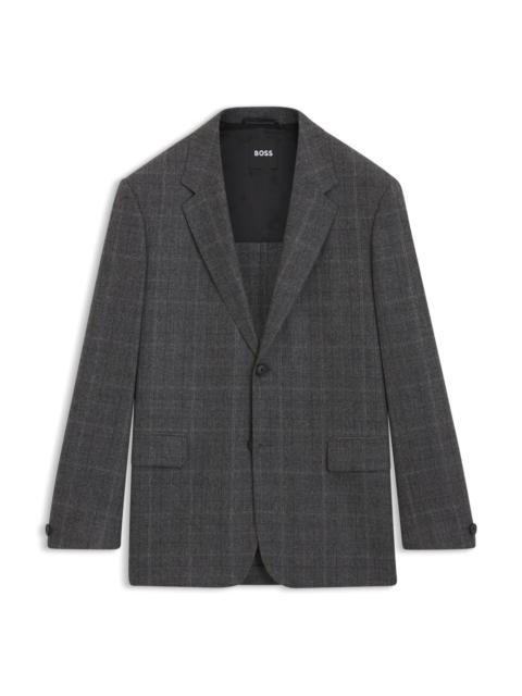 BOSS CHECKED RELAXED-FIT JACKET IN STRETCH WOOL