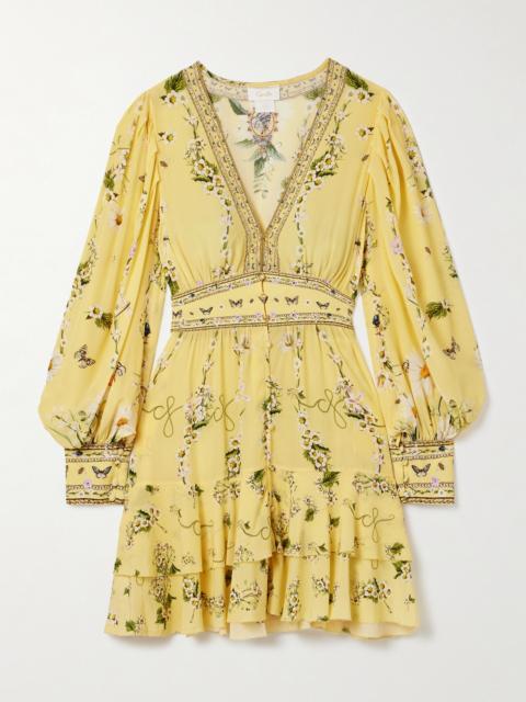 CAMILLA Crystal-embellished Printed Silk Crepe De Chine Mini Dress