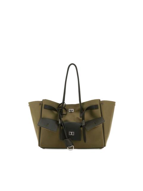 two-tone structured tote bag