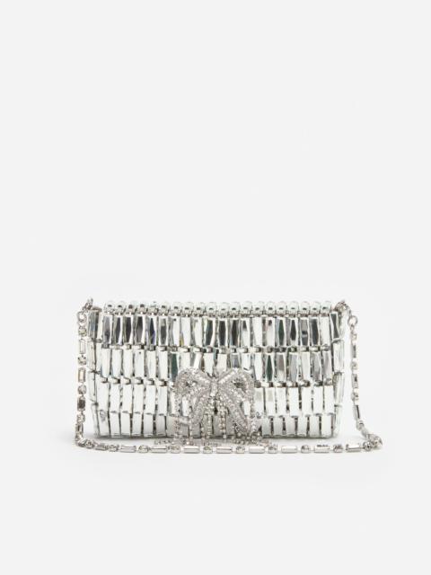 self-portrait Silver Crystal Bow Mini Shoulder Bag