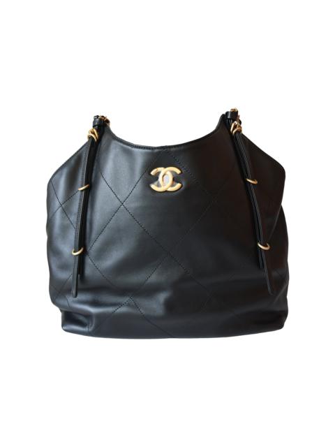 CHANEL Chanel Quilted 25s Tote Bag Gold Hardware Black