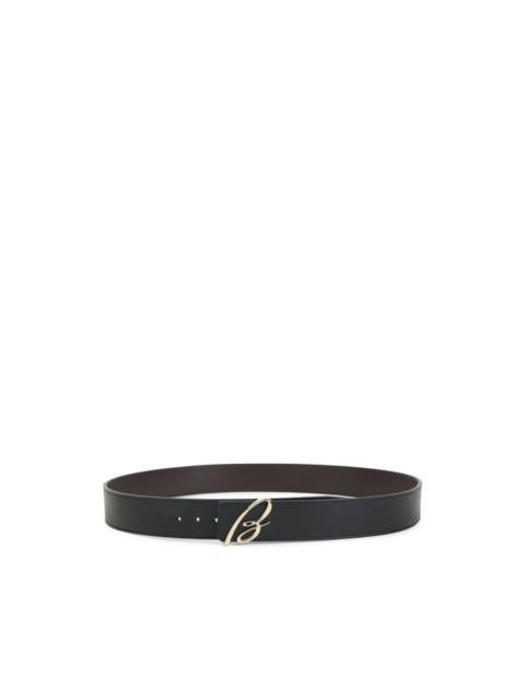 Brioni logo-plaque leather belt