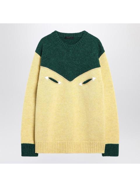 Prada Prada Cream And Emerald Green Wool Sweater Men