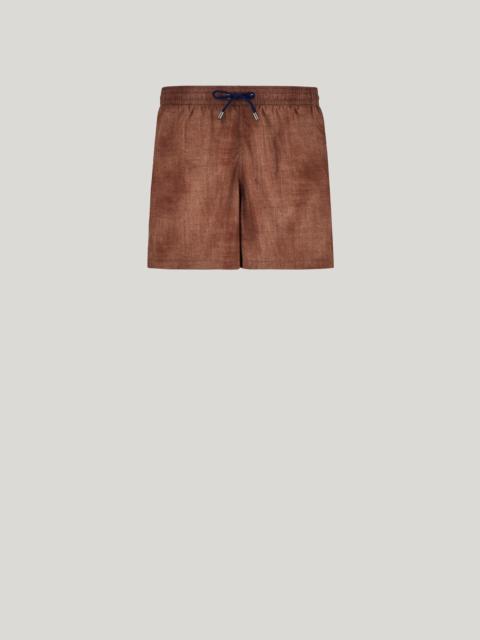 Canali PRINTED FABRIC EFFECT BOXER SHORTS IN BRICK-RED