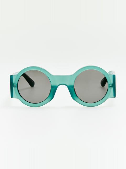 LINDA FARROW Roud Sunglasses in Teal