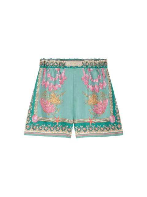 Underwater Barocco silk shorts