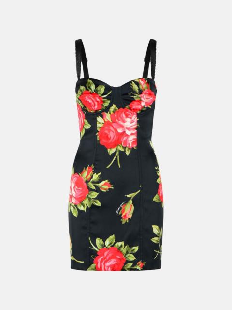 Dolce & Gabbana 'BOUQUET ROSE' DRESS IN BLACK VISCOSE BLEND