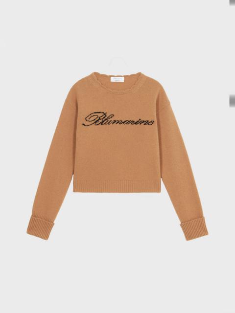 Blumarine SWEATER IN CASHMERE AND WOOL WITH INLAID LOGO