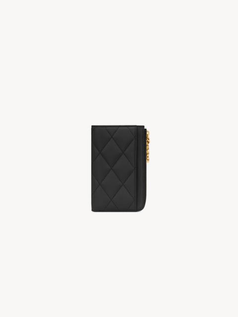 SAINT LAURENT CASSANDRE BIJOU ZIP CARD CASE IN LAMBSKIN