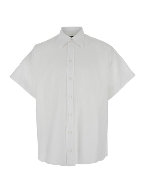 Dolce & Gabbana Dolce & Gabbana Men White Shirt With  Classic Collar And Wide Short Sleeves In Linen Man