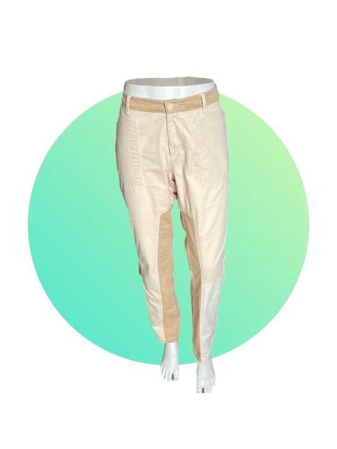 Other Designers Sundance Women's Size 14 Cotton Twill Tan Beige Colorblock Ankle Pants