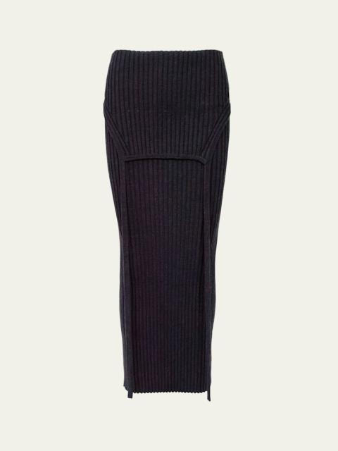 AISLING CAMPS Flipped Merino Wool Knit Midi Skirt