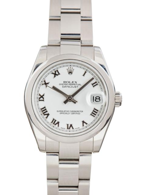 Rolex Datejust 31 Ref 178240 White Roman Dial