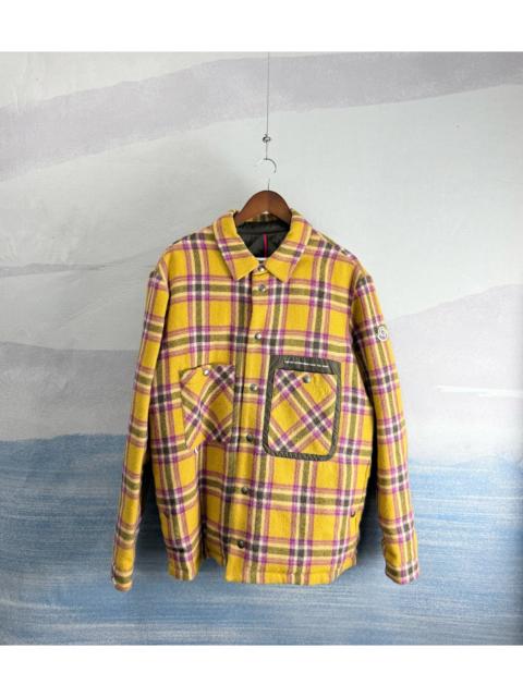 Moncler Moncler Yellow Logo Plaid Collar Down Jacket