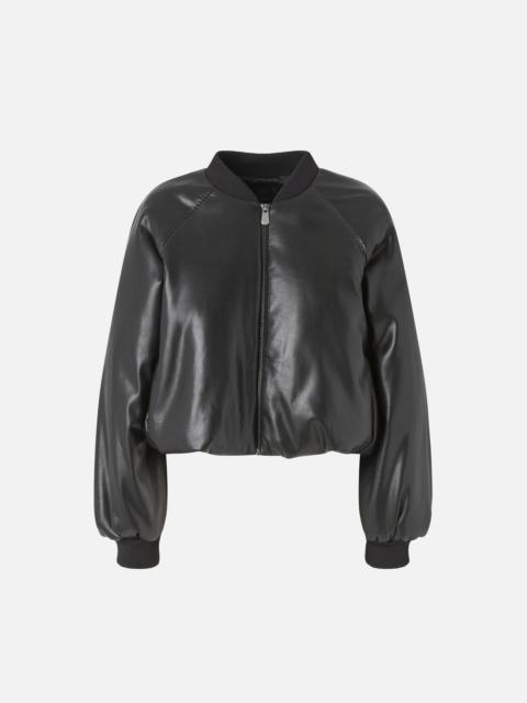 PINKO SHORT LEATHER-EFFECT BOMBER JACKET