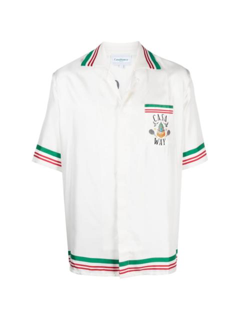 Tennis Club Icon striped silk shirt