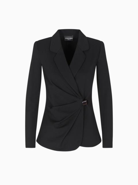 EMPORIO ARMANI STRETCH MILANO STITCH BLAZER WITH DRAPING