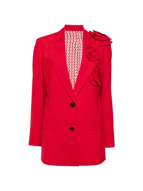 Valentino Valentino Garavani Floral Appliqué V-Neck Blazer