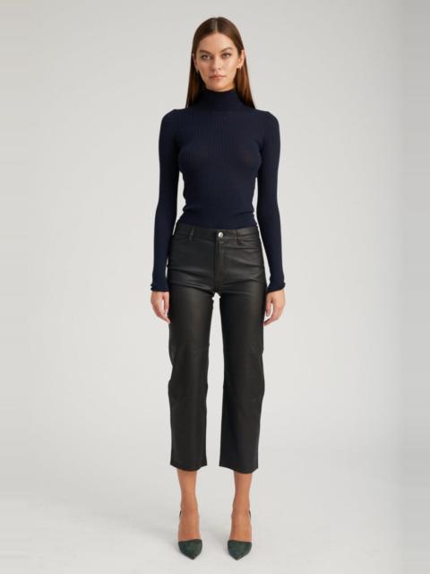 SPRWMN BLACK LEATHER 5 POCKET STRAIGHT LEG PANTS