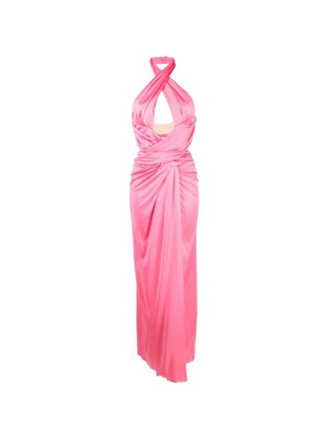 Moschino draped halterneck maxi dress