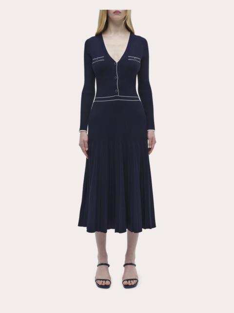 SIMKHAI Heloisa Rib Knit Pleated Midi Dress