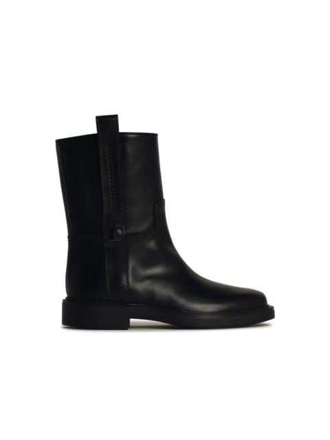 Tod's Black Leather Ankle Boots Woman