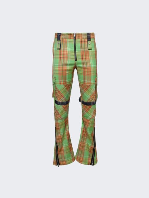 Plaid Cargo Trousers Green