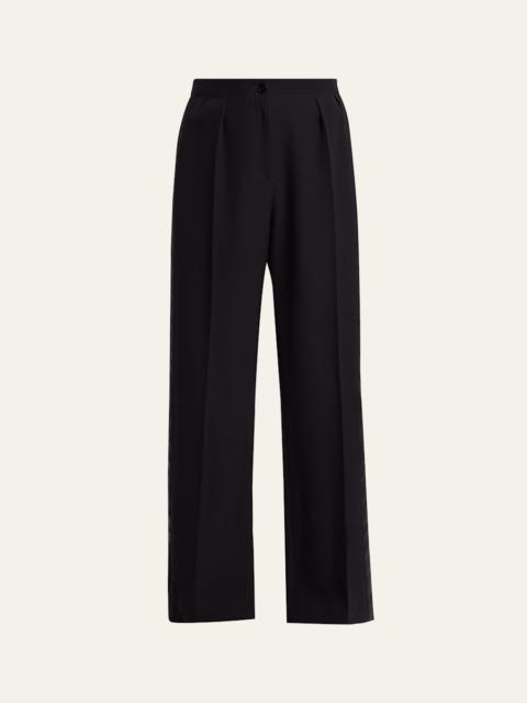 The Row Felicita Double Pleated Wide-Leg Tuxedo Pants