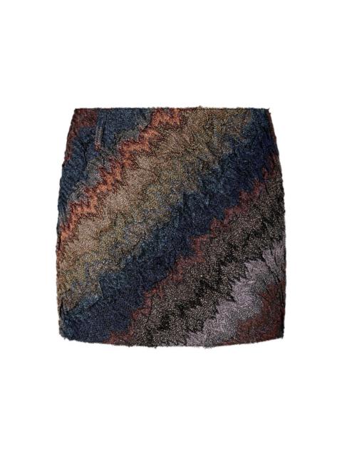 textured striped mini skirt