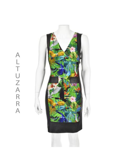 Altuzarra Vintage Silk and Leather Tropical Print Mini Dress