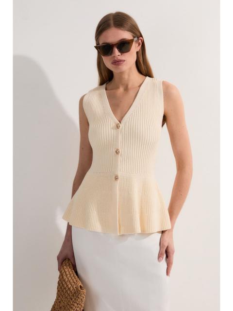 KAREN MILLEN Ribbed Cotton Knitted Waistcoat