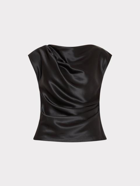 MILLY Kari Hammered Satin Top