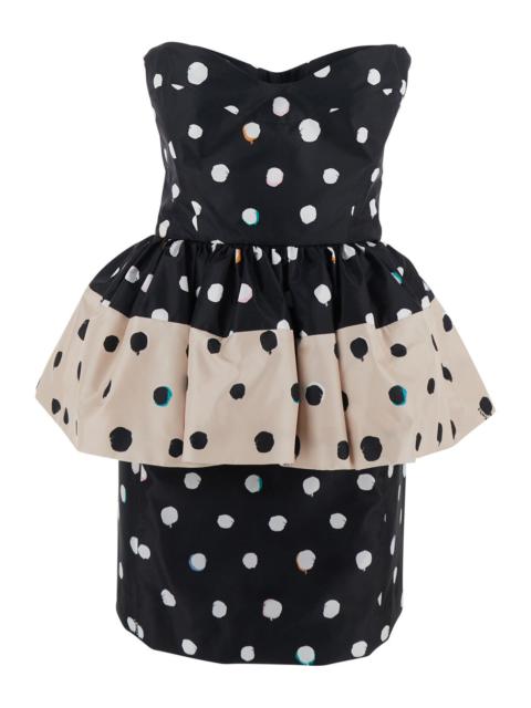 FENDI Fendi Women Black Silk Bustier Short Dress With Peplum Detail On Thewaist And All-Over Falena Dots M