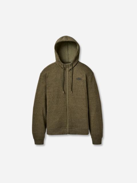 UGG ® Men's Shiloh Full Zip Hoodie Polyester Tops in Burnt Olive Heather