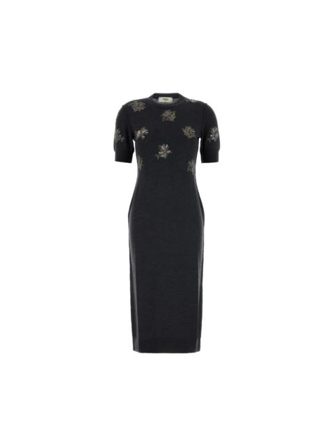 FENDI FENDI Charcoal Stretch Wool Down Dress New & Authentic (Wome