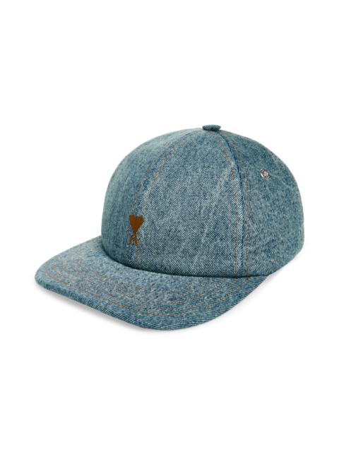 AMI Paris AMI PARIS Ami de Coeur Embrodiered Denim Baseball Cap in Bleu Used at Nordstrom