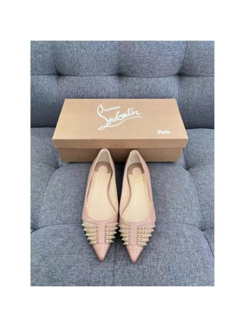 Christian Louboutin Christian Louboutin Pink Rivet Pointed Toe Flats With Iconic Red Sole Size 35