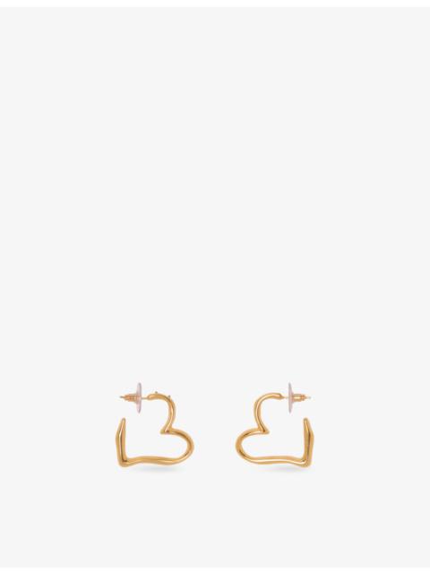 maje Heart Brass Hoop Earrings