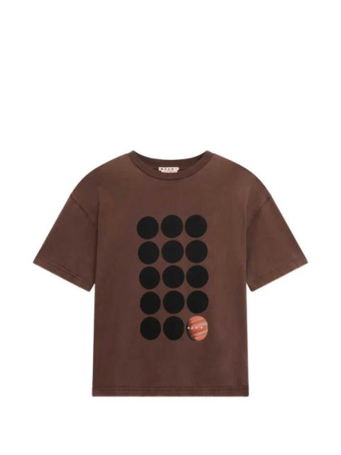 Marni Marni Men Brown Cotton T-Shirt With Planet Print