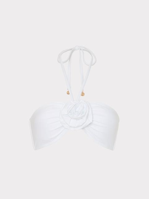 MILLY Floral Applique Halter Bikini Top