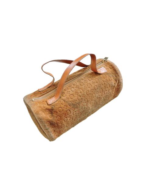 CELINE C MACADAM MONOGRAM SUEDE BOSTON HAND BAG