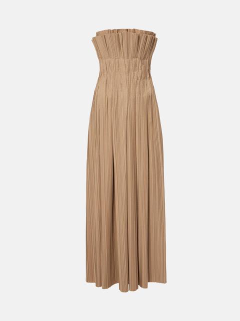 The Row Cristel pleated poplin bustier gown
