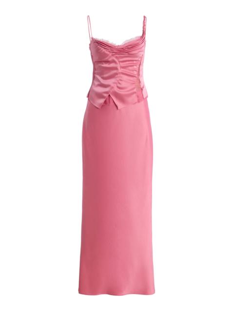 Alejandra Alonso Rojas Hand-Draped Satin Bustier Dress pink