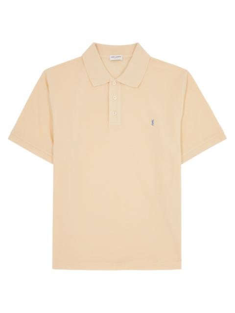 SAINT LAURENT Logo-embroidered piqué cotton-blend polo shirt