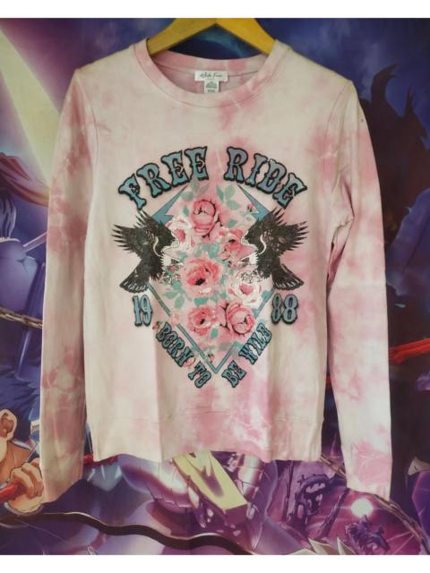 Hysteric Glamour White Fawn Pink Tie-Dye Graphic Crewneck Sweatshirt