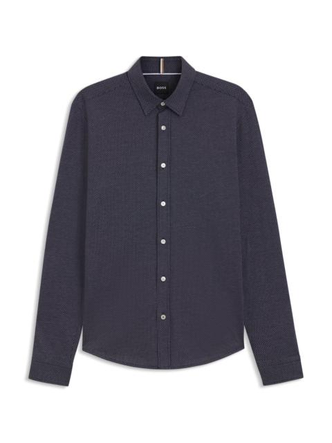BOSS SLIM-FIT SHIRT IN STRUCTURED COTTON JERSEY